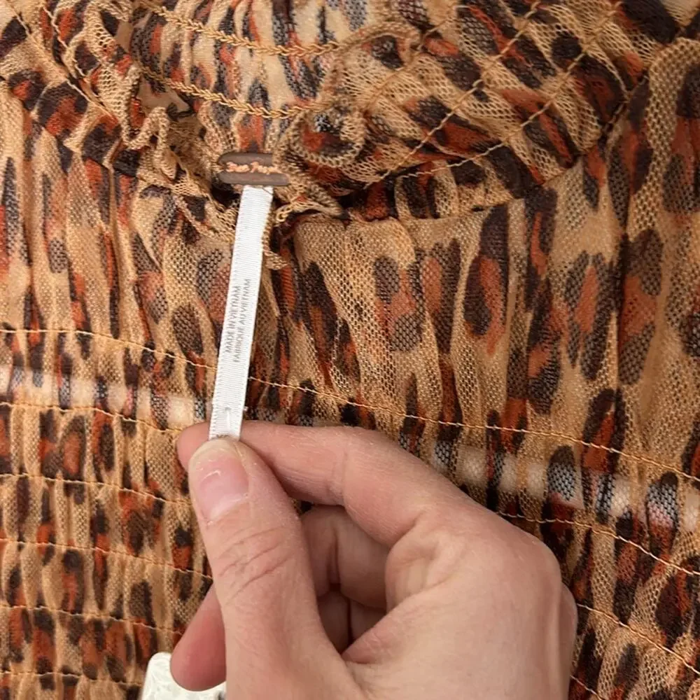 $88 NWT Free People Hello There Top Leopard Combo Size XS